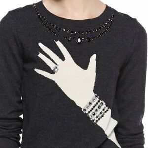 Alice + Olivia Sweater Women’s XS Wool Hand with Ring Beaded